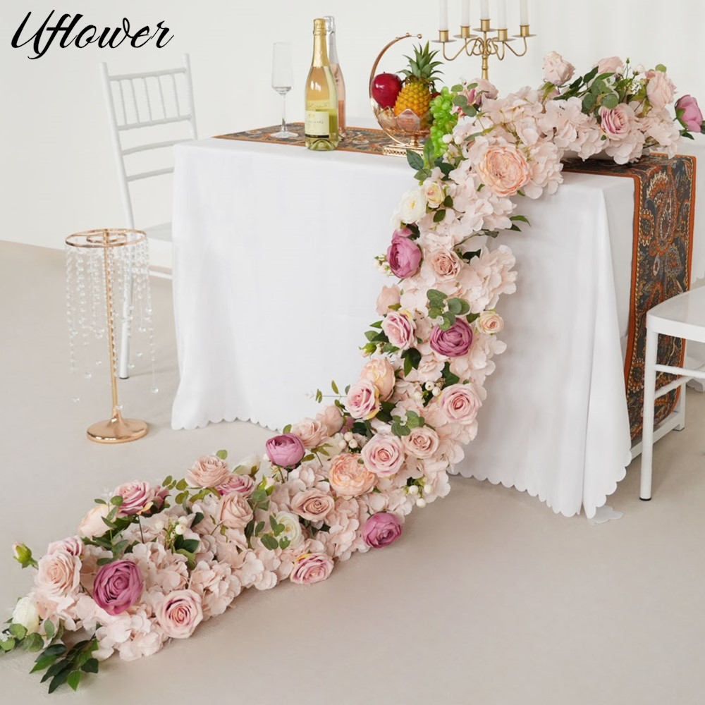 Flower Wall Panel - Uflower 200cm Rose Hortensia fleur artificielle